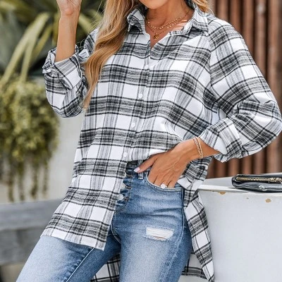 Women's Plaid Button-Front Flannel Shirt - Cupshe 6 Women's Plaid Button-Front Flannel Shirt - Cupshe - Image 6