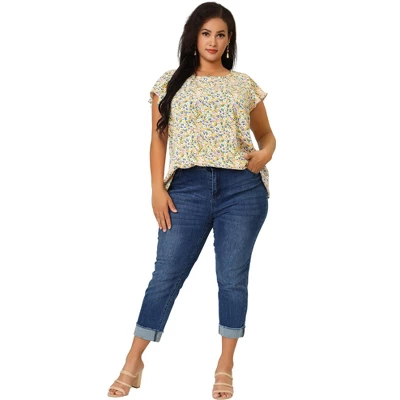 Agnes Orinda Women's Plus Size Floral Short Sleeve Casual Blouse 2 Agnes Orinda Women's Plus Size Floral Short Sleeve Casual Blouse - Image 2