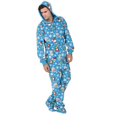 Footed Pajamas - Winter Wonderland Adult Hoodie Fleece Onesie 2 Footed Pajamas - Winter Wonderland Adult Hoodie Fleece Onesie - Image 2