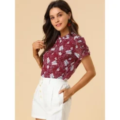 Allegra K Women's Ruffled Neck Chiffon Frill Trim Short Sleeve Floral Print Blouse Tops 10 Allegra K Women's Ruffled Neck Chiffon Frill Trim Short Sleeve Floral Print Blouse Tops -Avenue Sale Store GUEST e4ea68a2 2c94 4e28 89ee 2e27edc93a90