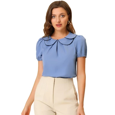 Allegra K Women's Peter Pan Collar Puff Sleeves Sweet Blouse 7 Allegra K Women's Peter Pan Collar Puff Sleeves Sweet Blouse - Image 7