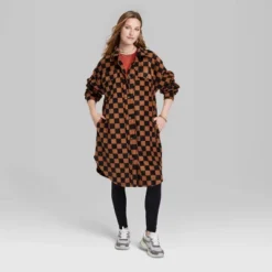 Women's Ascot + Hart Checkered Graphic Shacket - Brown