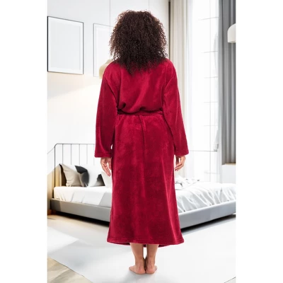 Women's Warm Fleece Winter Robe, Long Soft Plush Bathrobe 3 Women's Warm Fleece Winter Robe, Long Soft Plush Bathrobe - Image 3