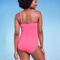 Ruffle Neck One Piece Maternity Swimsuit - Isabel Maternity By Ingrid & Isabelâ„¢ Pink