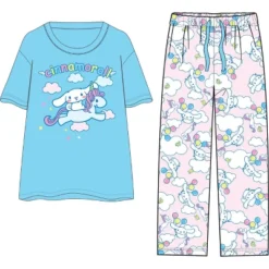 SANRIO Cinnamoroll Adult Womens Sleepwear Set With Short Sleeve Tee And Sleep Pants
