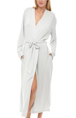 Women's Classic Soft Knit Long Lounge Robe With Pockets 7 Women's Classic Soft Knit Long Lounge Robe With Pockets - Image 7