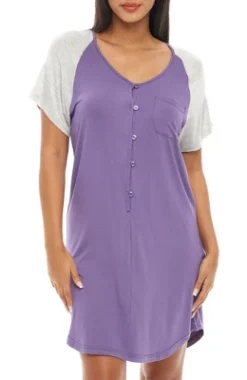 Womens Soft Knit Short Sleeve Nightgown, Button Down Night Shirt Pajamas -Avenue Sale Store GUEST ea5f0665 f896 4df1 a25d bdbee349e401