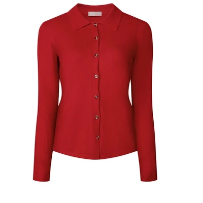 Hobemty Women's Ribbed Button Down Blouse Long Sleeve Turn Down Collar Knitted Tops 8 Hobemty Women's Ribbed Button Down Blouse Long Sleeve Turn Down Collar Knitted Tops - Image 8