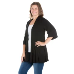 24seven Comfort Apparel Women's Plus Open Front Cardigan