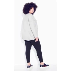 Avenue - Sweat Top Splice - Light Grey Marle, 22W/24W