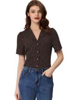 Allegra K Women's Heart-Shaped Polka Dots V Neck Short Sleeve Button Down Vintage Blouse 13 Allegra K Women's Heart-Shaped Polka Dots V Neck Short Sleeve Button Down Vintage Blouse -Avenue Sale Store GUEST ed7fa68a 8e67 4622 b57a 015e22b7dedf