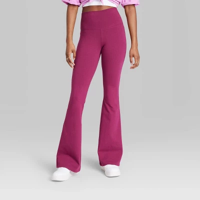 Women's High-Waisted Slim Fit Flare Leggings - Wild Fable™ Burgundy 1 Women's High-Waisted Slim Fit Flare Leggings - Wild Fable™ Burgundy