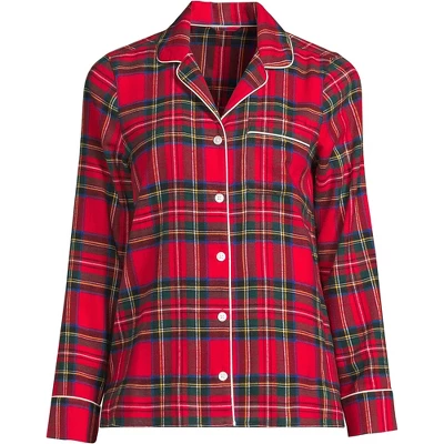Lands' End Women's Tall Long Sleeve Print Flannel Pajama Top 5 Lands' End Women's Tall Long Sleeve Print Flannel Pajama Top - Image 5