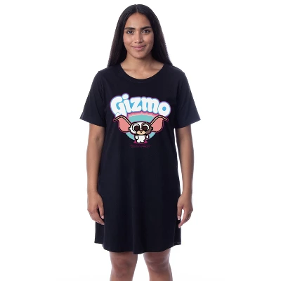 Gremlins Womens' Chibi Style Gizmo Nightgown Sleep Pajama Dress Shirt Black 3 Gremlins Womens' Chibi Style Gizmo Nightgown Sleep Pajama Dress Shirt Black - Image 3