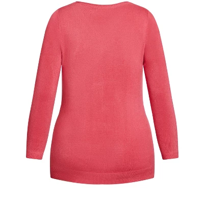 Women's Plus Size V Neck Jumper - Pink | EVANS 5 Women's Plus Size V Neck Jumper - Pink | EVANS - Image 5