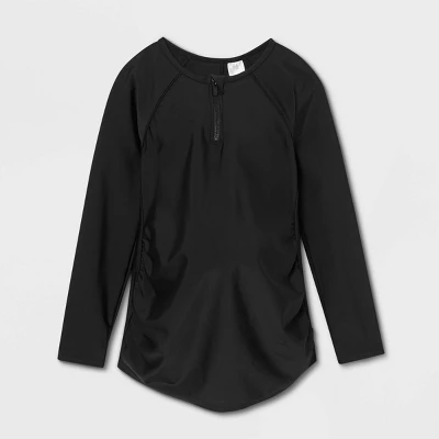 Raglan Long Sleeve Rash Guard Maternity Top - Isabel Maternity By Ingrid & Isabel™ Black 2 Raglan Long Sleeve Rash Guard Maternity Top - Isabel Maternity By Ingrid & Isabel™ Black - Image 2