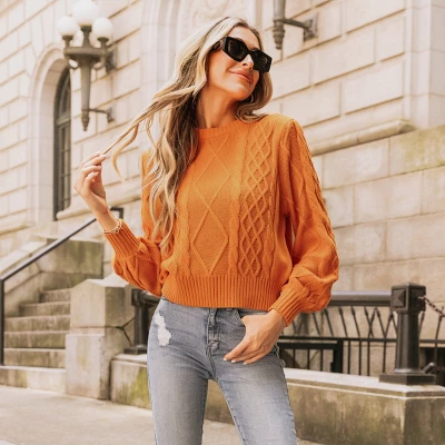 Women's Cable Knit Long Bishop Sleeve Sweater - Cupshe 3 Women's Cable Knit Long Bishop Sleeve Sweater - Cupshe - Image 3