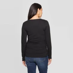 Long Sleeve V-Neck Side Shirred Maternity T-Shirt - Isabel Maternity By Ingrid & Isabelâ„¢
