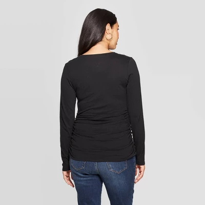 Long Sleeve V-Neck Side Shirred Maternity T-Shirt - Isabel Maternity By Ingrid & Isabel™ 1 Long Sleeve V-Neck Side Shirred Maternity T-Shirt - Isabel Maternity By Ingrid & Isabel™