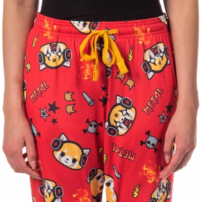 Aggretsuko Women's Pajama Pants Death Metal Rock Adult Lounge Sleep Bottoms 2 Aggretsuko Women's Pajama Pants Death Metal Rock Adult Lounge Sleep Bottoms - Image 2