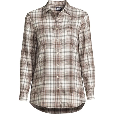 Lands' End Women's Tall Flannel Boyfriend Fit Long Sleeve Shirt 5 Lands' End Women's Tall Flannel Boyfriend Fit Long Sleeve Shirt - Image 5
