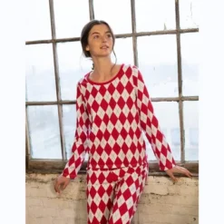 Leveret Womens Two Piece Cotton Argyle Christmas Pajamas