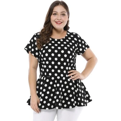 Agnes Orinda Women's Plus Size Polka Dots Fashion Workout Elegant Short Sleeves Peplum Top 12 Agnes Orinda Women's Plus Size Polka Dots Fashion Workout Elegant Short Sleeves Peplum Top - Image 12