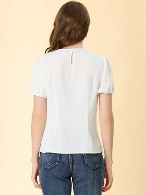 Allegra K Women's Peter Pan Collar Puff Sleeves Sweet Blouse 4 Allegra K Women's Peter Pan Collar Puff Sleeves Sweet Blouse - Image 4