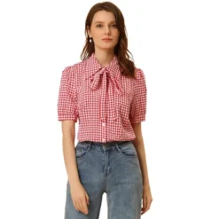 Allegra K Women's Plaid Blouse Bow Tie Neck Puff Short Sleeve Gingham Shirt 10 Allegra K Women's Plaid Blouse Bow Tie Neck Puff Short Sleeve Gingham Shirt -Avenue Sale Store GUEST f8c19804 3b5e 4c97 b6ee 5411bedd5cf6