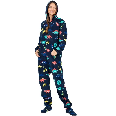 Footed Pajamas - Dinosaur Kingdom Adult Hoodie Fleece Onesie 2 Footed Pajamas - Dinosaur Kingdom Adult Hoodie Fleece Onesie - Image 2