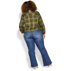 Women's Plus Size Suki Check Top - Khaki | AVENUE