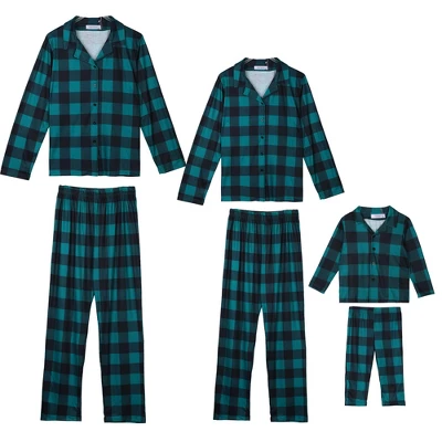 Cheibear Christmas Plaid Long Sleeve Tee With Pants Loungewear Family Pajama Sets 5 Cheibear Christmas Plaid Long Sleeve Tee With Pants Loungewear Family Pajama Sets - Image 5