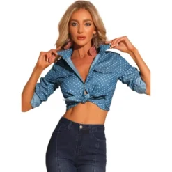 Allegra K Women's Point Collar Chest Pockets Button Down Dots Shirt 14 Allegra K Women's Point Collar Chest Pockets Button Down Dots Shirt -Avenue Sale Store GUEST fcd6aa31 3048 42c3 bae9 322fd8d20fc0