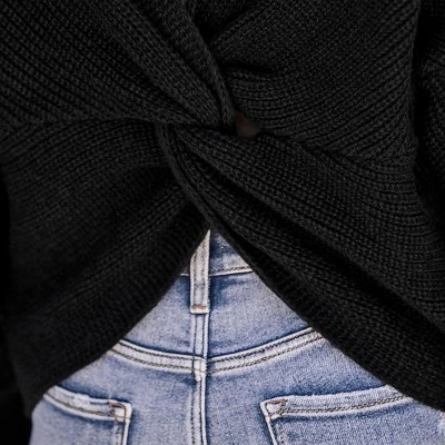 Women's Onyx Chunky Knit Sweater - Cupshe 2 Women's Onyx Chunky Knit Sweater - Cupshe - Image 2