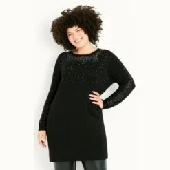 Women's Plus Size Sparkle Neck Sweater - Black | EVANS 14 Women's Plus Size Sparkle Neck Sweater - Black | EVANS -Avenue Sale Store GUEST ff981c6f c10e 4e78 b7cf 0d9997c8d2ca