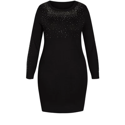 Women's Plus Size Sparkle Neck Sweater - Black | EVANS 2 Women's Plus Size Sparkle Neck Sweater - Black | EVANS - Image 2